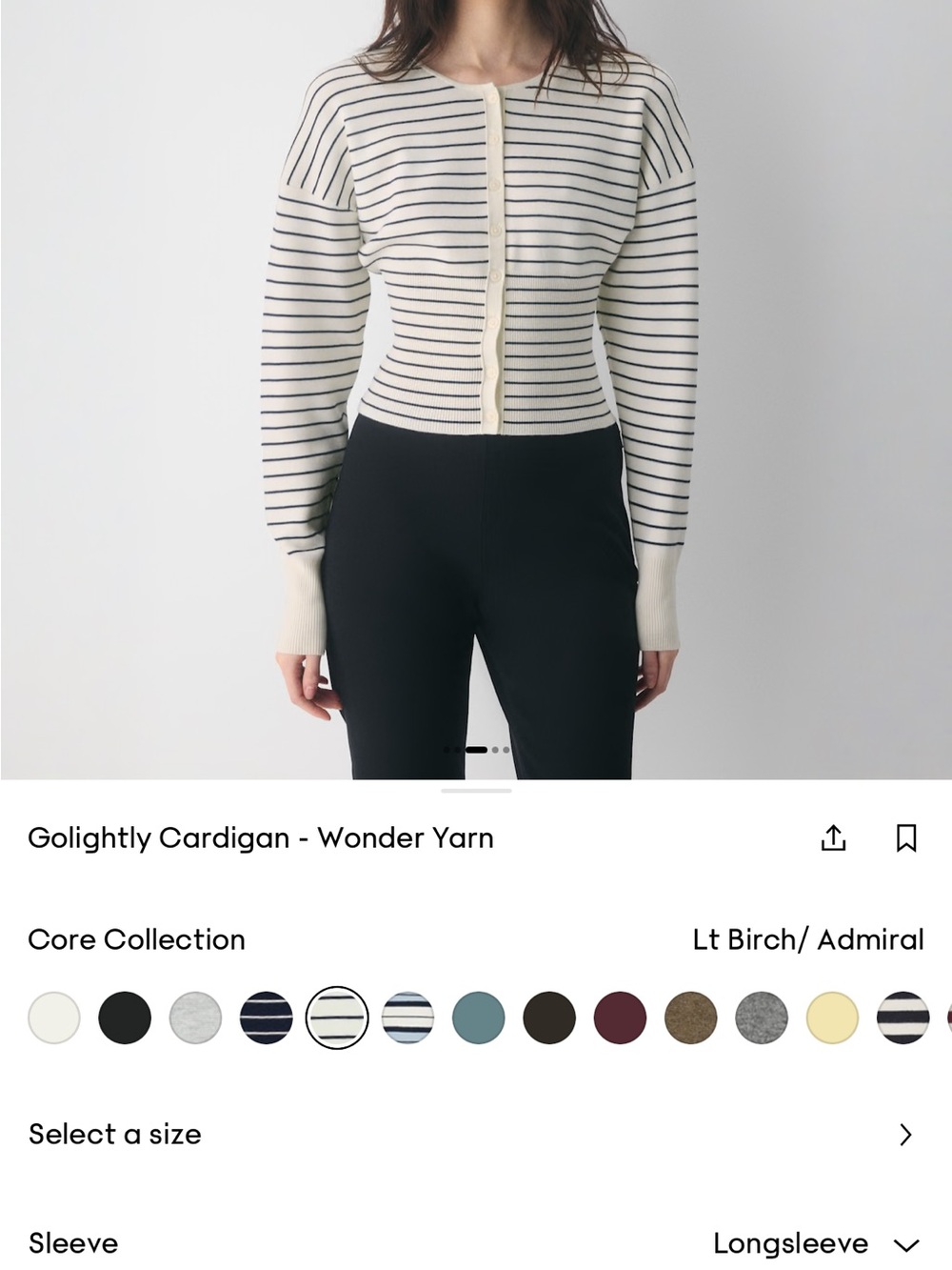 Aritzia GoLightly Cardigan Light Birch/Admiral - Picture 3 of 3